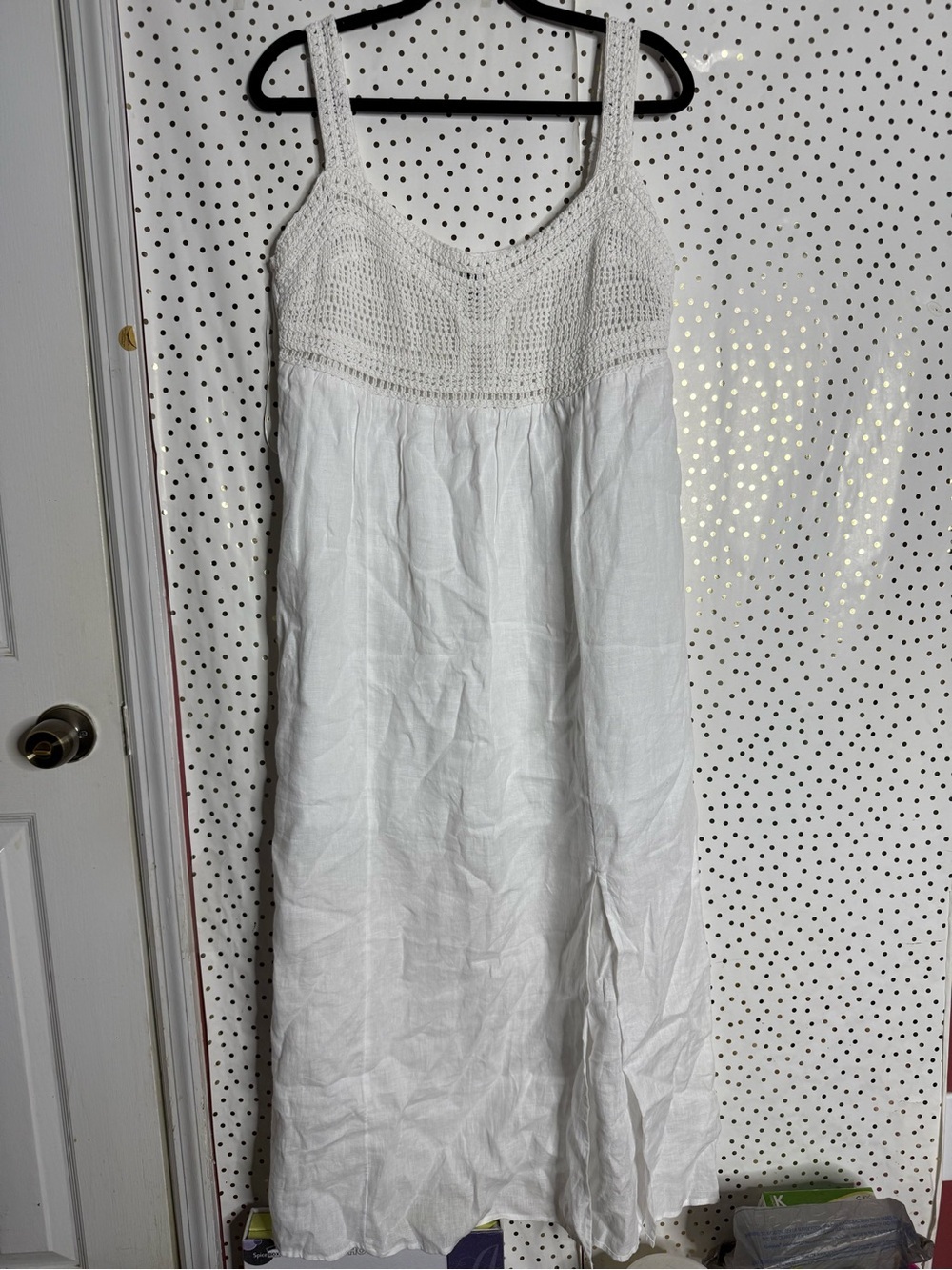 J. Crew White Crochet Bodice Maxi Dress